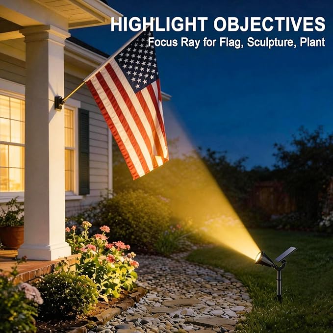 Solar Spot Lights Outdoor Waterproof IP65, Flag Landscape Spotlights | 6 Pack 4 Lighting Modes Solar Powered Spotlights Auto On/Off,Solar Garden Yard Pathway Wall Uplights for Outside,Warm White
