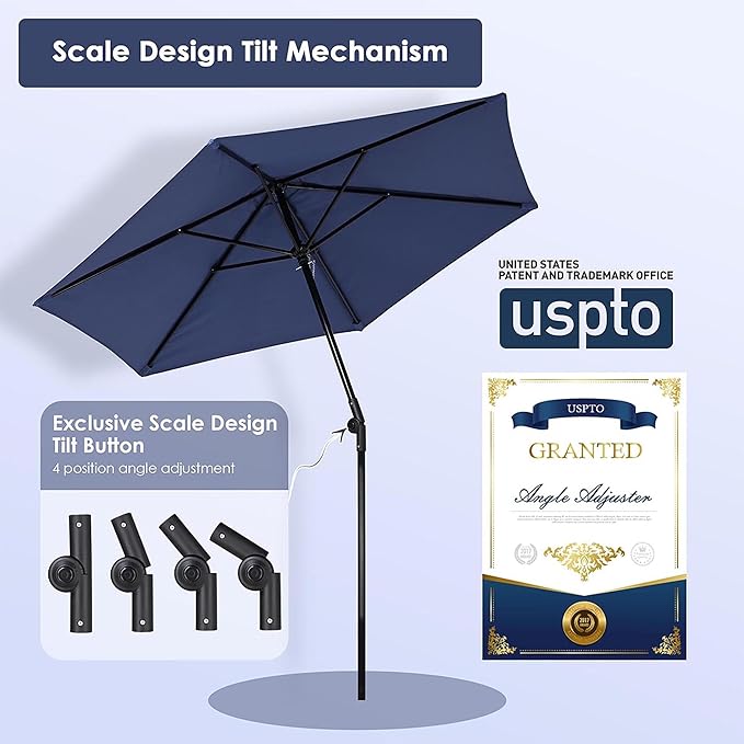 Yescom 7.5ft Outdoor Patio Deck Umbrella with Base Included Mount Holder Railing Clamp for Yard Garden Parasol Balcony Porch Small Shade