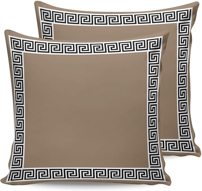 Prime Leader Outdoor Waterproof Pillow Covers Set of 2, Chinese Style Pattern Brown Background Patio Throw Pillow Covers, Decorative Cushion Case for Couch Sofa Furniture Garden, 16x16 Inch