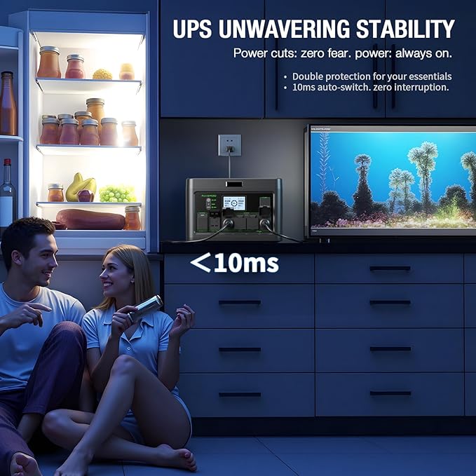 2400W Portable Power Station 1843.2Wh Solar Generator, Home Battery Backup, LiFePO4 Battery Supply with 12 Outlets(2400W AC Outlets), USB-C PD100W,2Hrs Fast Charge, RV Travel