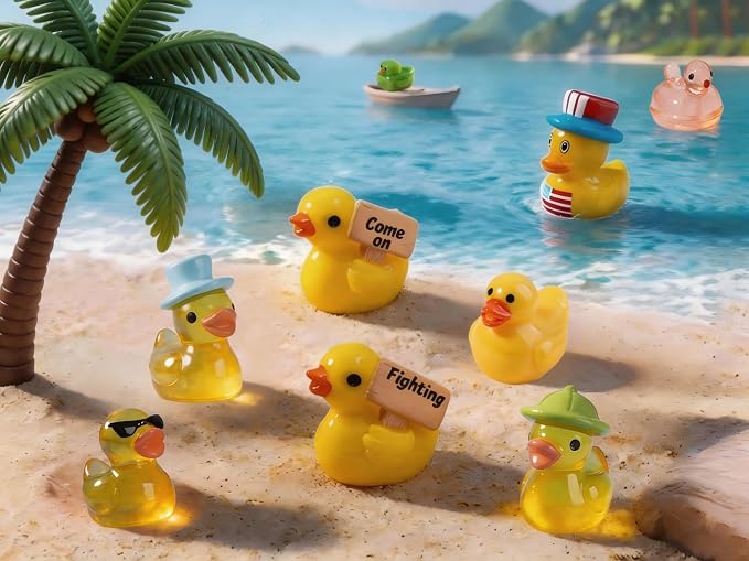 70 Styles Mini Resin Ducks, Tiny Ducks to Hide, Resin Animal Miniature Figurines for Fairy Garden, Mini Landscape, Dollhouse Accessories, DIY Crafts, Easter Scatter, Terrarium & Home Decor