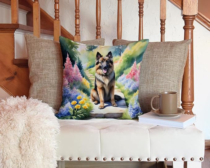 Caroline's Treasures Belgian Tervuren Spring Path Throw Pillow Machine Washable, Indoor Outdoor Decorative Pillow for Couch, Bed or Patio, 14Hx14W