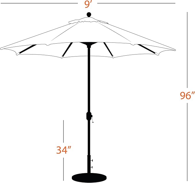 Galtech Premium Stand Alone Octagon Patio Umbrella, Auto Tilt Crank System for Outdoor Living (9-FT Antique Bronze Frame Sunbrella: Cocoa)