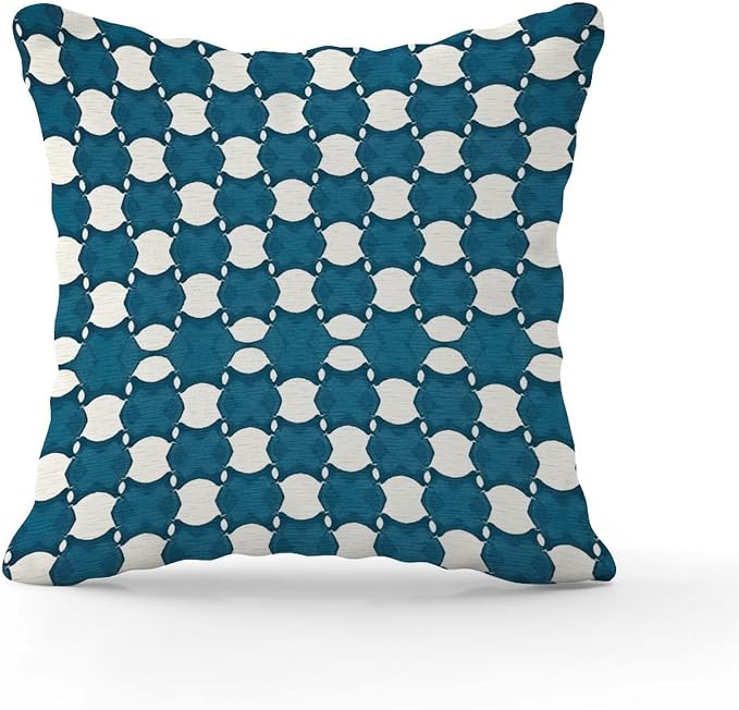 Pillowcase Blue Geometric Throw Pillow Covers Abstract Blue and White Trellis Pillow Cover Accent Decorative Cushion Cases Home Decor for Patio Furniture Garden 24x24 in