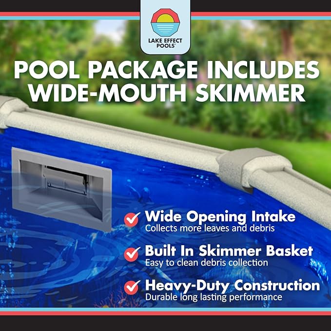 Lake Effect Pools 'Bermuda' 15 ft x 30 ft Oval Above Ground Swimming Pool | 48 Inch Resin Protected Steel Sided Walls | Bundle Includes: 25 Gauge Overlap Liner & Widemouth Skimmer
