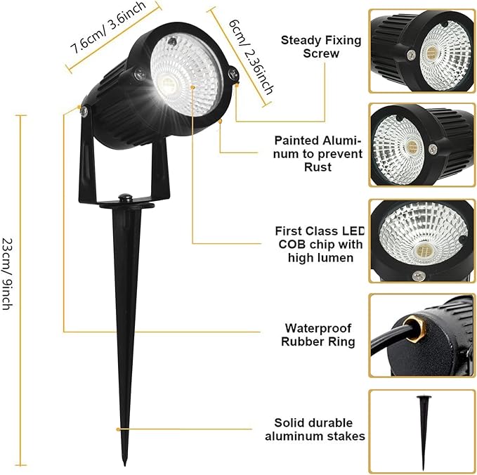RGB Landscape Lights Low Voltage Color Changing LED Landscape Lighting IP66 Waterproof Outdoor Spotlight 5W 12V Remote Control Garden Pathway Christmas Decorative for Yard Path(16 Connector)