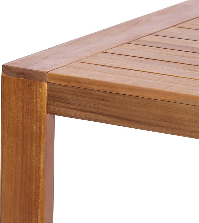 Christopher Knight Home Balew Acacia Wood Patio Dining Set for 6, Solid Wood Outdoor Dining Table Set for 6, 7 Piece Outdoor Dining Set with Rectangular Table and Woven Rope Accents, Teak+Beige