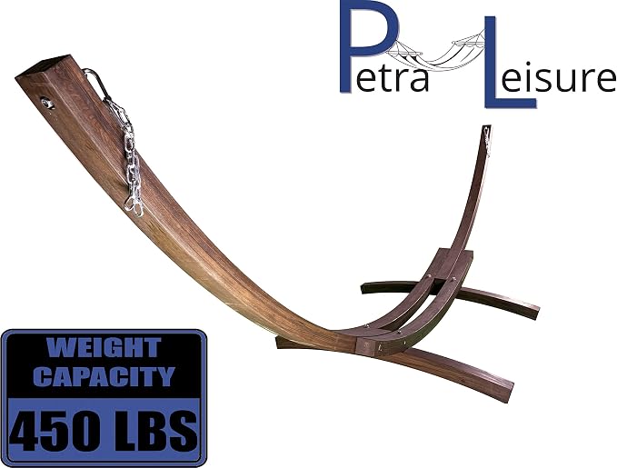 14 Ft. Wooden Arc Hammock Stand. 450 LB Capacity. Coffee Stain Finish