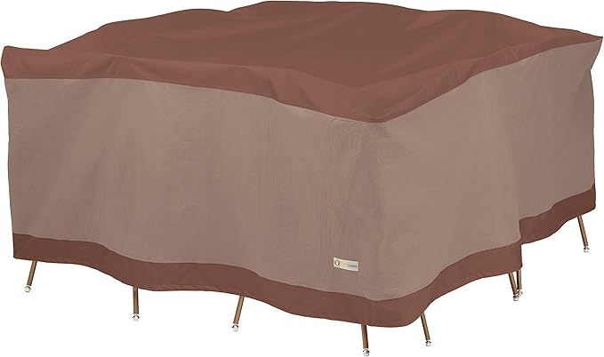 DUCKCOVERS Ultimate Water-Resistant 92 Inch Square Patio Table & Chair Set Cover, Outdoor Table Cover