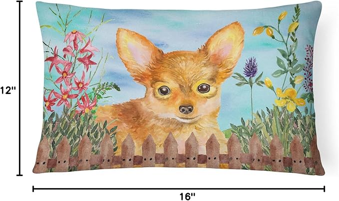 Caroline's Treasures CK1284PW1216 Toy Terrier Spring Canvas Fabric Decorative Pillow Machine Washable, Indoor Outdoor Decorative Pillow for Couch, Bed or Patio, 12HX16W