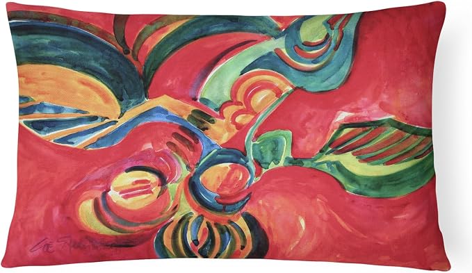 Caroline's Treasures 6043PW1216 Red Flowers and Berries Canvas Fabric Decorative Pillow Machine Washable, Indoor Outdoor Decorative Pillow for Couch, Bed or Patio, 12HX16W