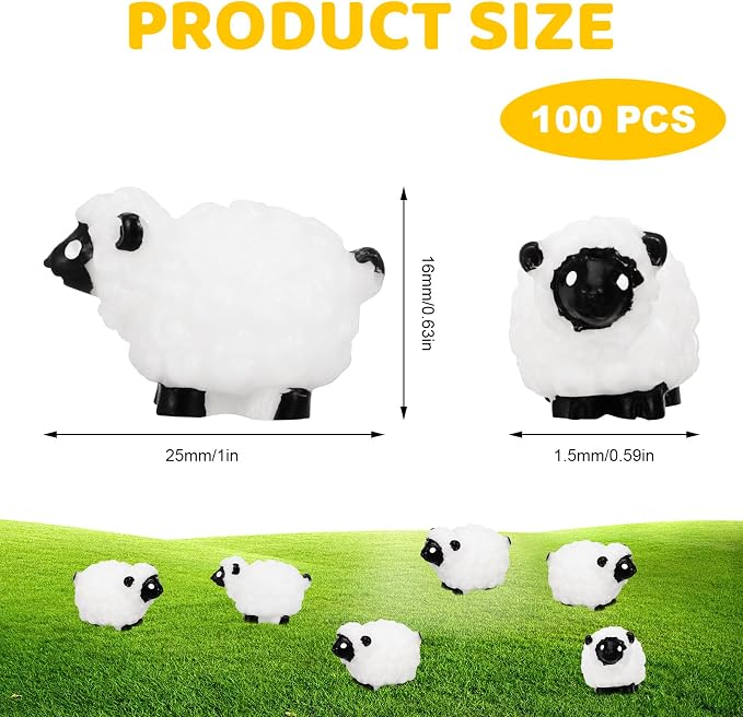 Guiqulai100pcs Mini Resin Sheep Figurines Garden Decor Ornaments（Black） | Cute Sheep In 4 Colors Perfect Indoor Outdoor Garden Landscape Potted Plant Dollhouse Decoration