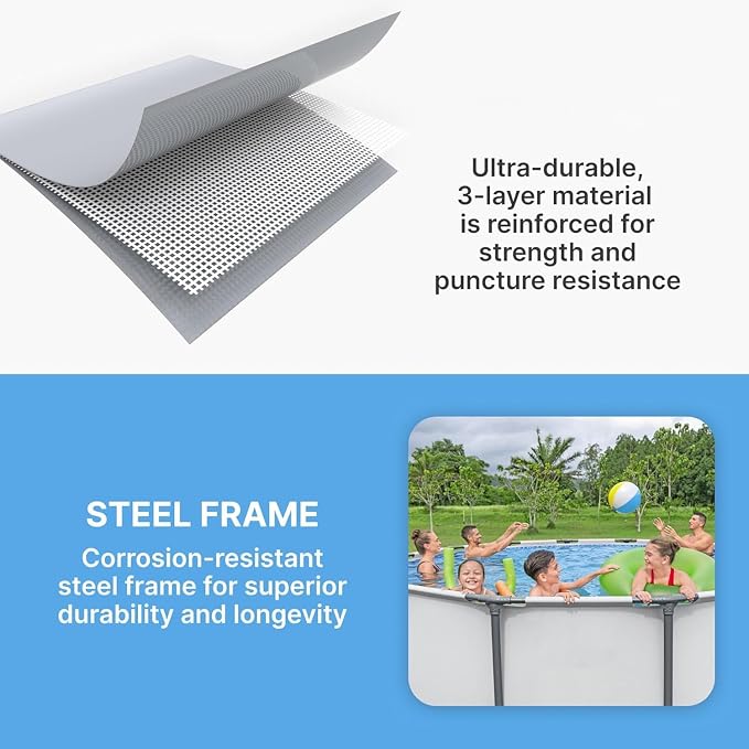 13' x- 48" Round Above Ground Swimming Pool Set with Sand Filter Pump, Ladder & Cover – Durable Steel Frame Outdoor Pool for Backyard Family Fun