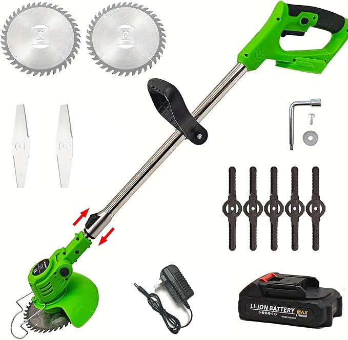 Electric Weed Wacker Cordless, 3-in-1 Weed Eater Electric String Trimmer Lawn with Battery, Charge, Multiple Blades for Yard Garden (1*Battery)