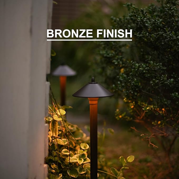 GOODSMANN Landscape Lighting Low Voltage Path Lights Floodlight Outdoor Lighting with Replaceable LED Bulb 1.2W 40 Lumens 2700K Brown 9121-11501-01A