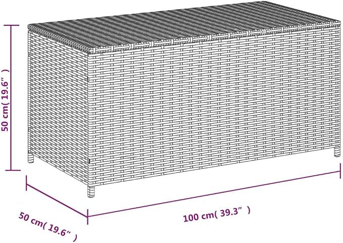 vidaXL Garden Storage Box, Outdoor Cushion Storage Box with Lid, Patio Furniture, Toy Chest, Modern Style, Mix Beige 50.2 Gal Poly Rattan