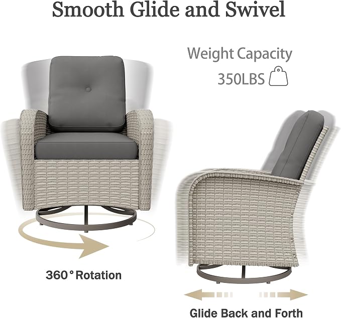 11-Piece Outdoor Patio Furniture Set, Modular Sectional Sofa Set with Swivel Rocker Chairs & Ottomans, Wicker Outdoor Couch Conversation Sets w/Coffee Table and Cushions, Gray