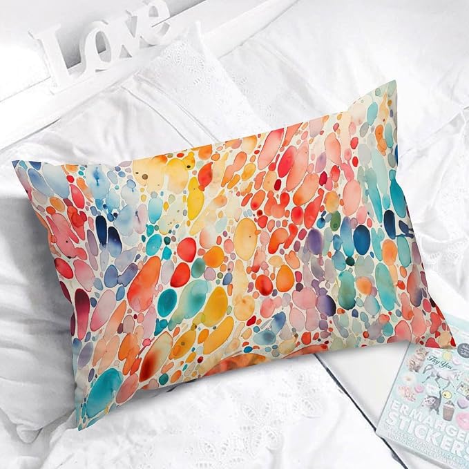 Make It Rain Fiesta Lumbar Pillow Cases Rainbow Colorful Throw Pillow Cover Abstract Square Couch Sofa Cushion Covers for for Couch Sofa Bed Living Room Decor 16x24in