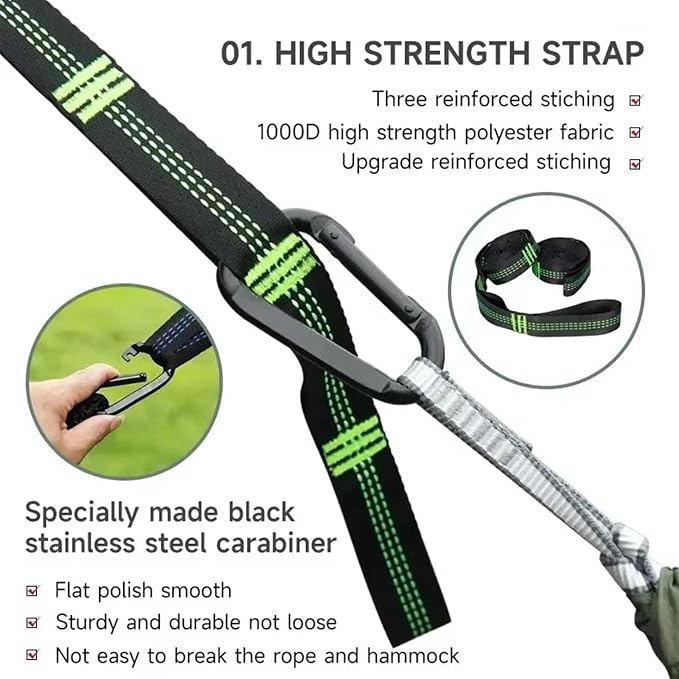 3 in 1 Hammock Shelter Set, Portable Camping Hammock with RainFly & Mosquito Net, Anti-Roll Hammock Tent for Outdoor Hiking Travel Expedition