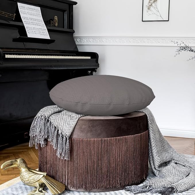 Covers & all Round Pillow Cover, Weather & UV Resistant Water Repellant Protector for Pillows Home Office Living Room Decor Chair Sofa Couch, with Zippers (48" Diameter x 5" H, Charcoal Grey)