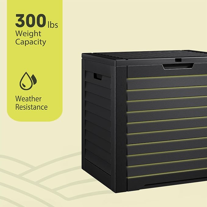 YITAHOME 35 Gallon Outdoor Storage Box, Waterproof Resin Deck Box and Package Delivery with Lockable Lid for Patio Furniture Cushions, Pool Accessories, Garden Tools, Black