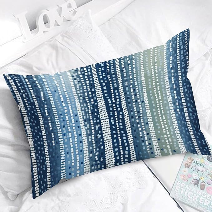 Lumbar Throw Pillow Cover Antelope Aqua Animal Cushion Cases Rustic White Blue Animal Strip Pillow Cover Accent Decorative Cushion Covers Home Decor for for Couch Sofa Home Decor 12x20in
