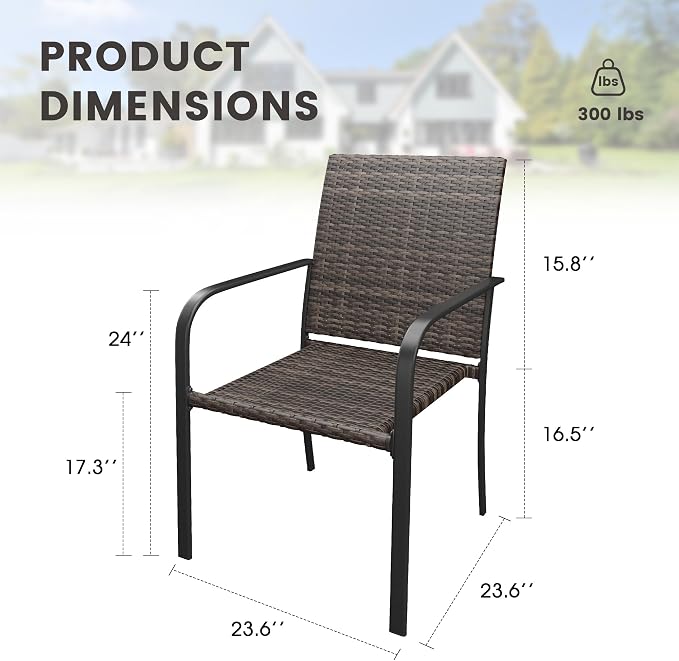 3 Pieces Patio Bistro Sets, 18.1" Small Square Outdoor Table and Wicker Stackable Patio Dining Chairs for Garden Backyard, Black
