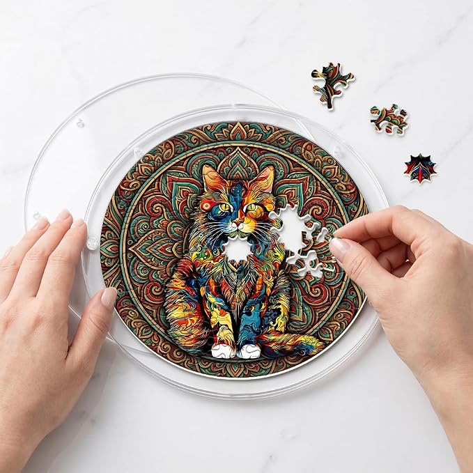 Acrylic Puzzle Suncatcher, Colorful Cat Sun Catcher Jigsaw Puzzle Window Hanging, Acrylic Puzzles Kit Home Garden Decor, Mothers Day and Birthday Gifts for Mom, Wife, Sisters, 7.87 inch