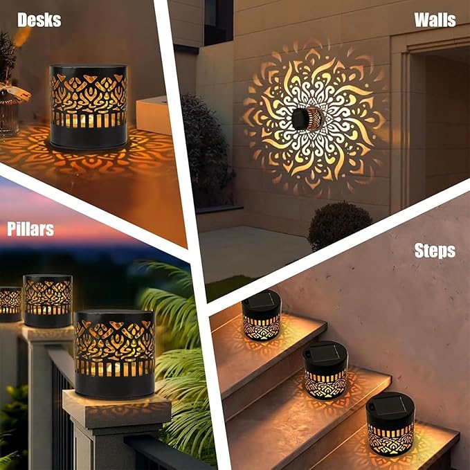 Solar Decorative Solar Mandala Lights, Shadow Pattern Garden Decor for Fence, Patio, Yard, Walkway, and Porch Lighting, Gifts for Mom Women (Warm Color-2,1pc)