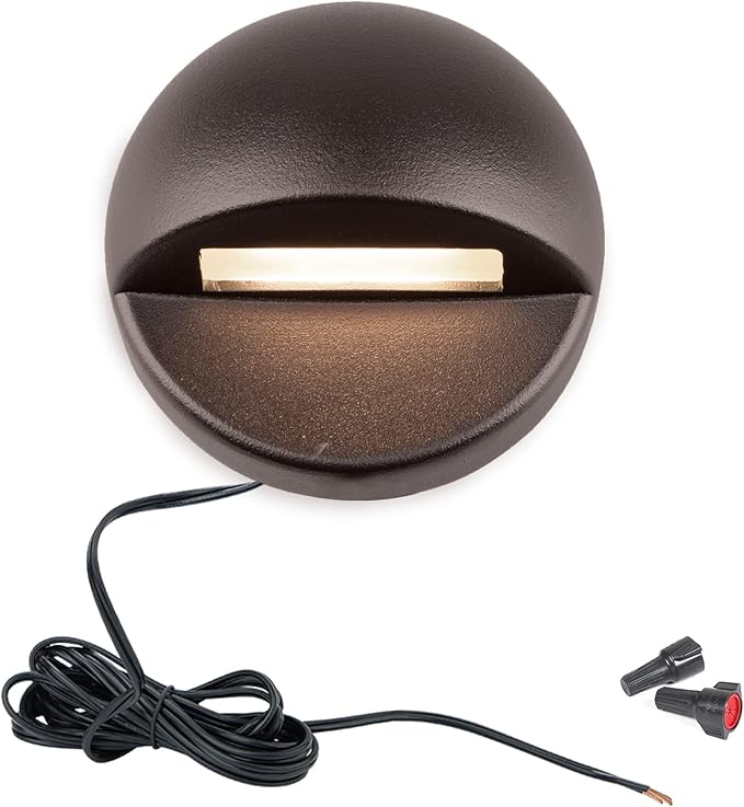 WAC Landscape Lighting, Round LED 12V Deck and Patio Light 3000K Warm Built-in LED in Bronze