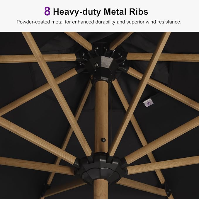 PURPLE LEAF 8' x 10' Patio Umbrella with Base Outdoor Umbrella Market Umbrella with Crank & 8 Ribs Aluminum Rectangular Table Umbrella Outdoor Patio for Backyard, Black