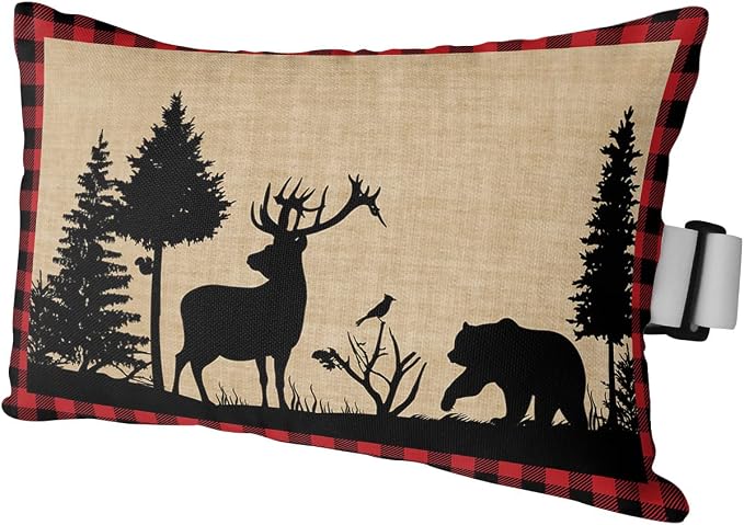 Outdoor Pillows Covers with Inserts Christmas Animal Moose Xmas Tree Waterproof Recliner Pillow with Adjustable Strap Throw Pillows for Patio Furniture Pool Lounge Chair, 11x16 inch, 1PCS