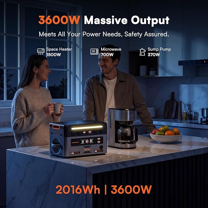 OSCAL 3600W Portable Power Station PowerMax 3600 PE with 500W Solar Panel, 2016Wh Solar Generator, 1.5H Fast Charge, LiFePO4 Battery Power Station for Home Backup, RV, Emergencies
