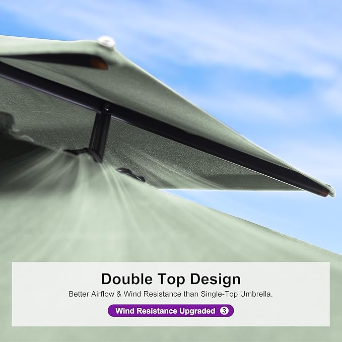 PURPLE LEAF 10 FT Cantilever Patio Umbrella Outdoor Umbrella with 220lbs Base Large Square Windproof Offset Umbrella for Pool Deck Garden, Mint Green