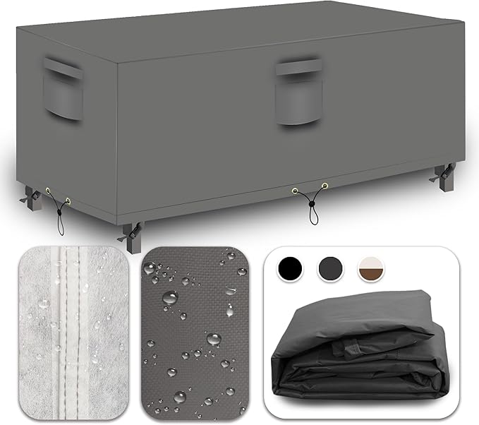 Heavy Duty Patio Furniture Covers Waterproof, 600D Outdoor Furniture Cover Waterproof for Sectional Sofa Couch, Outdoor Dining Table and Chair Set Covers 108''L x 82''W x 23''H, Grey