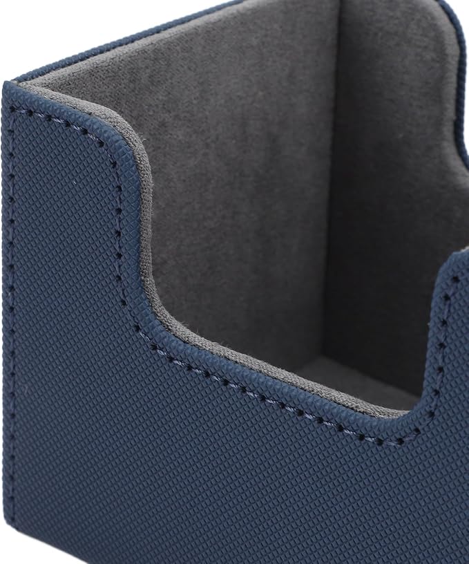 Zunate Card Deck Box with Magnetic Flap Lid, Large Capacity PU Leather Storage Box/Cover for Game Cards and Tarot Cards, Black, Holds Up to 100 (Blue)