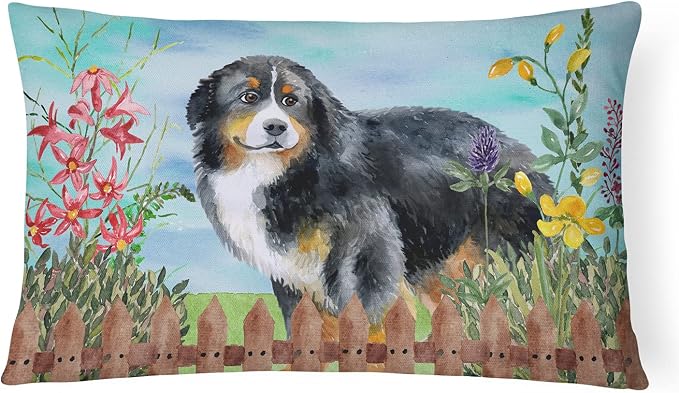 Caroline's Treasures CK1207PW1216 Bernese Mountain Dog Spring Canvas Fabric Decorative Pillow Machine Washable, Indoor Outdoor Decorative Pillow for Couch, Bed or Patio, 12HX16W