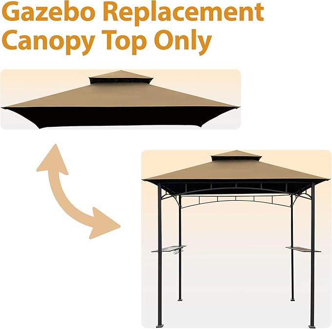 Coastshade Replacement Gill Gazebo BBQ Canopy Top for Model #L-GG001PST-F,8x5 Gazebo Grill Canopy BBQ Gazebos Top Only(Khaki)