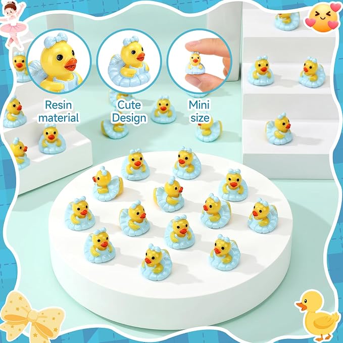 30 Pcs Ballet Ducks, Mini Ballet Resin Ducks Bulk, Fun Printed Toy Figures for Birthday Party Favors, Themed Decor, Kids Gift Collection (Blue Ballet Dancer)