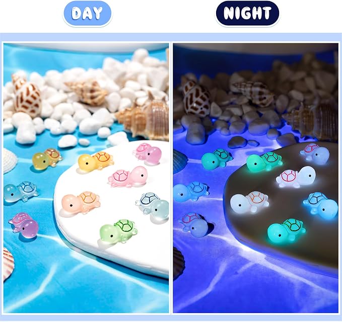 102PCS Luminous Mini Resin Sea Turtle Figurines Cute Tiny Turtles for Micro | Mini Resin Sea Turtles, Sea Turtles Figurines Glow in The Dark, Cute Tiny Turtles Bulk, Cake Toppers Ocean Theme DIY Hidden
