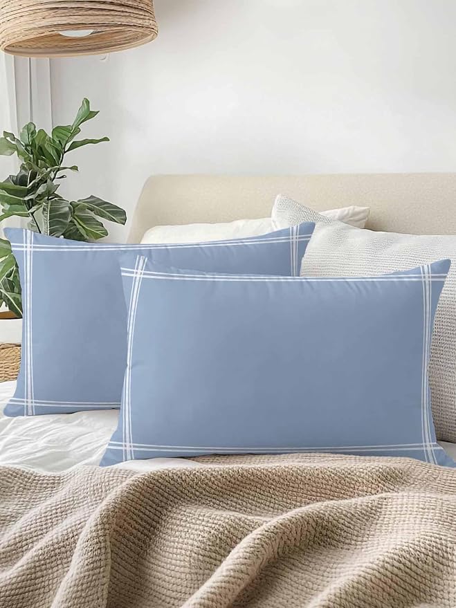 Vandarllin Waterproof Outdoor Pillow 1 Pack Solid Color Decorative Throw Pillows Cover & Insert 20x12 Inch Lumbar Pillowcase Light Blue Pillows for Couch Sofa Bed Patio Furniture Indoor Outdoor
