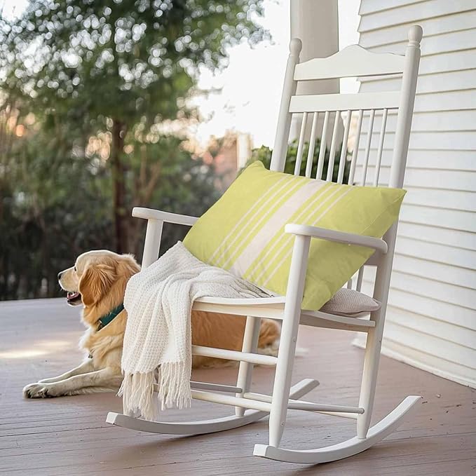 Vandarllin Outdoor Throw Pillows Covers 20x12 inch Set of 2 Waterproof Yellow Vertical Stripes Decorative Zippered Cushion Covers for Patio Furniture, Classic Striped Linen Lumbar Pillowcases