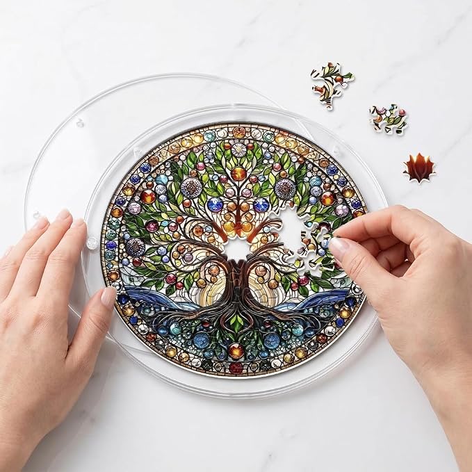 Acrylic Puzzle Suncatcher, Jigsaw Puzzle Sun Catcher, 7.87 in | Tree of Life Acrylic Jigsaw Puzzle, Suncatcher Puzzles Kit Home Garden Decor, Mothers Day Birthday Gifts for Mom, Adults