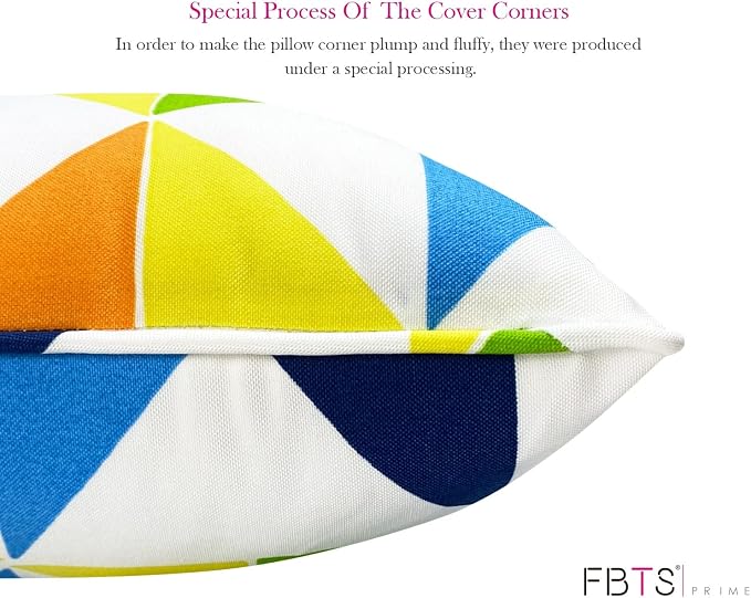 Pack of 2 Outdoor Waterproof Decorative Lumbar Pillows with Inserts for Patio Furniture, 20x12 Inch Fade Resistant Patio Garden Lumbar Cushions for Couch Bed Sofa, Triangular Multi
