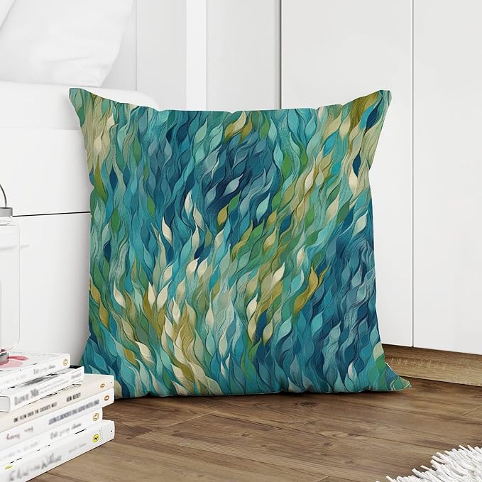 Pillowcase Make It Rain Fiesta Pillowcase Farmhouse Rainbow Teal Pillow Cover Accent Farmhouse Decor Pillow for Couch Sofa Bedroom Car 16x16 in