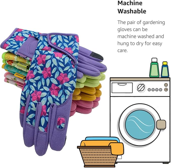 Cute Pattern Gardening Gloves,Thornproof Garden Glove,Gardener Gift | Gardening Gifts for Women,Touchscreen,Tender Thornproof,Cute Pattern,Protection Palm,Machine Washable,Adjustable Cuff