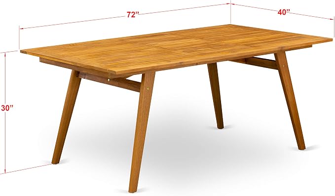 East West Furniture DEBS9CWNA 9 Piece Outdoor Patio Dining Sets Includes a Rectangle Acacia Wood Table and 8 Folding Side Chairs, 40x72 Inch, Natural Oil