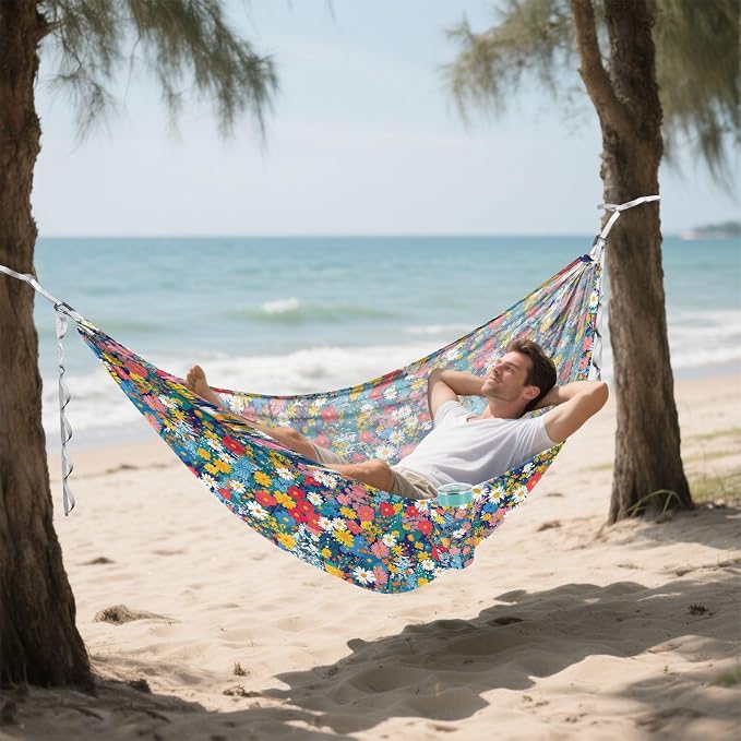 Camping Hammock Outdoor Hammocks for Outside Midsummer Meadows Beach Trees Portable Lightweight with Pockets Tree Straps Indoor