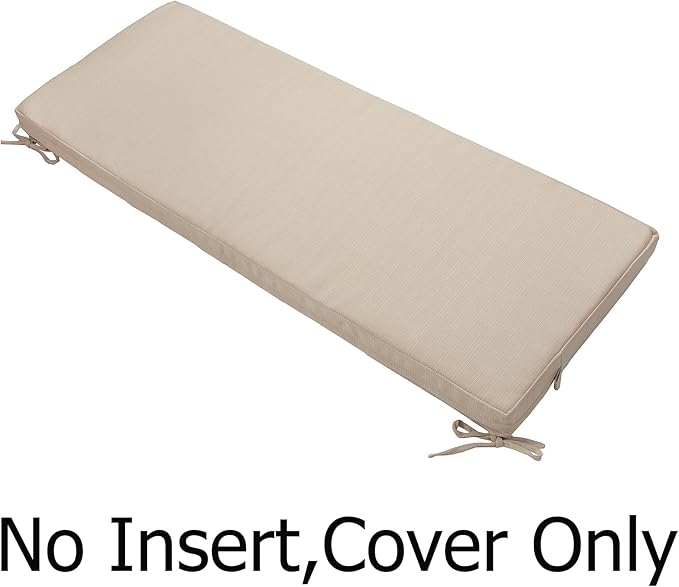 FUNHOME Outdoor Bench Cushion Cover 45 x18 x 3 inch,Water Resistant Cover with Zipper&Ties,Fade-Resistant Slipcover,Patio Porch Swing Cushion Cover Replacement Only,No Insert(Antique Beige)