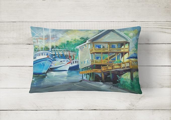 Caroline's Treasures JMK1069PW1216 Ocean Springs Harbour Landing Canvas Fabric Decorative Pillow Machine Washable, Indoor Outdoor Decorative Pillow for Couch, Bed or Patio, 12HX16W
